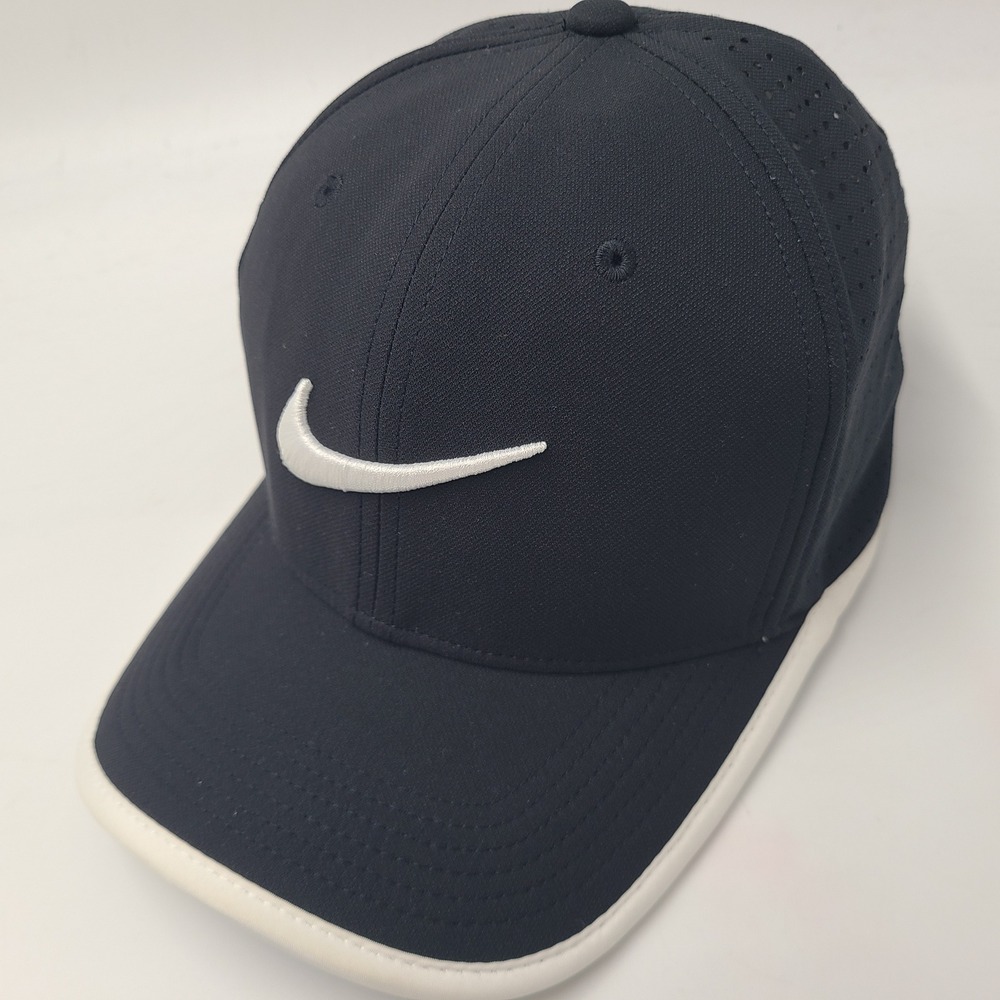 Nike Hat Adjustable Black White Dri-Fit Perforated Mesh Golf Outdoors Casual Men